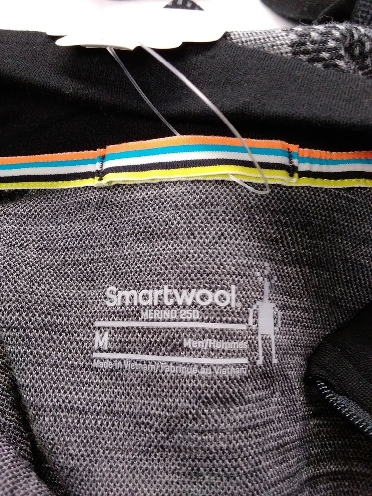 SmartWool Men Classic Thermal Merino B/L Pattern Zip Top Black Medium 16357-K64