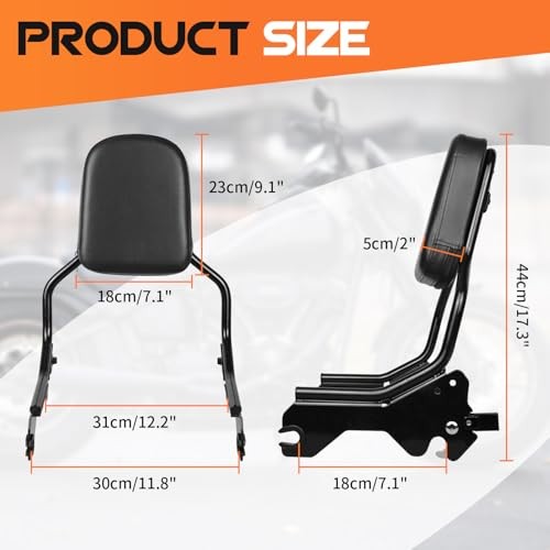Upright Passenger Backrest Sissy Bar With Docking Hardware Kit Compatible