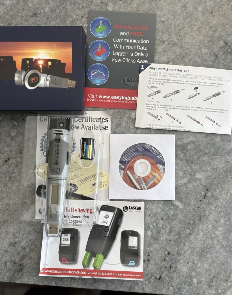 Lascar Electronics EL-USB-2-LCD Temp. Data Logger w/LCD Screen & Probe. NIB