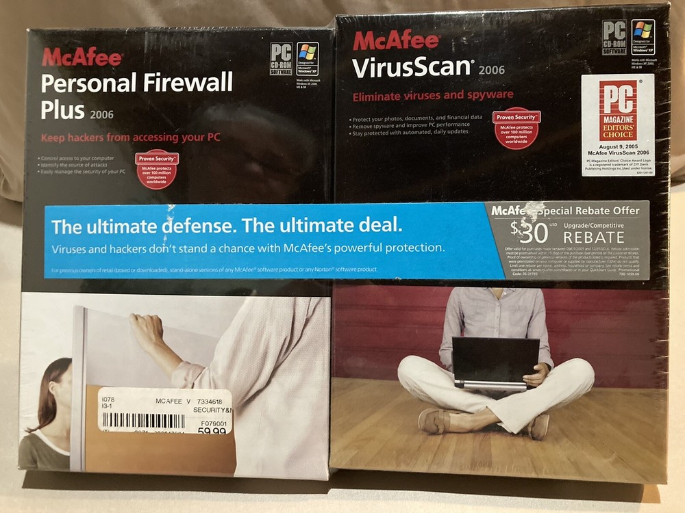 McAfee VirusScan 2006 +Personal Firewall Plus Vintage Security Software Sealed