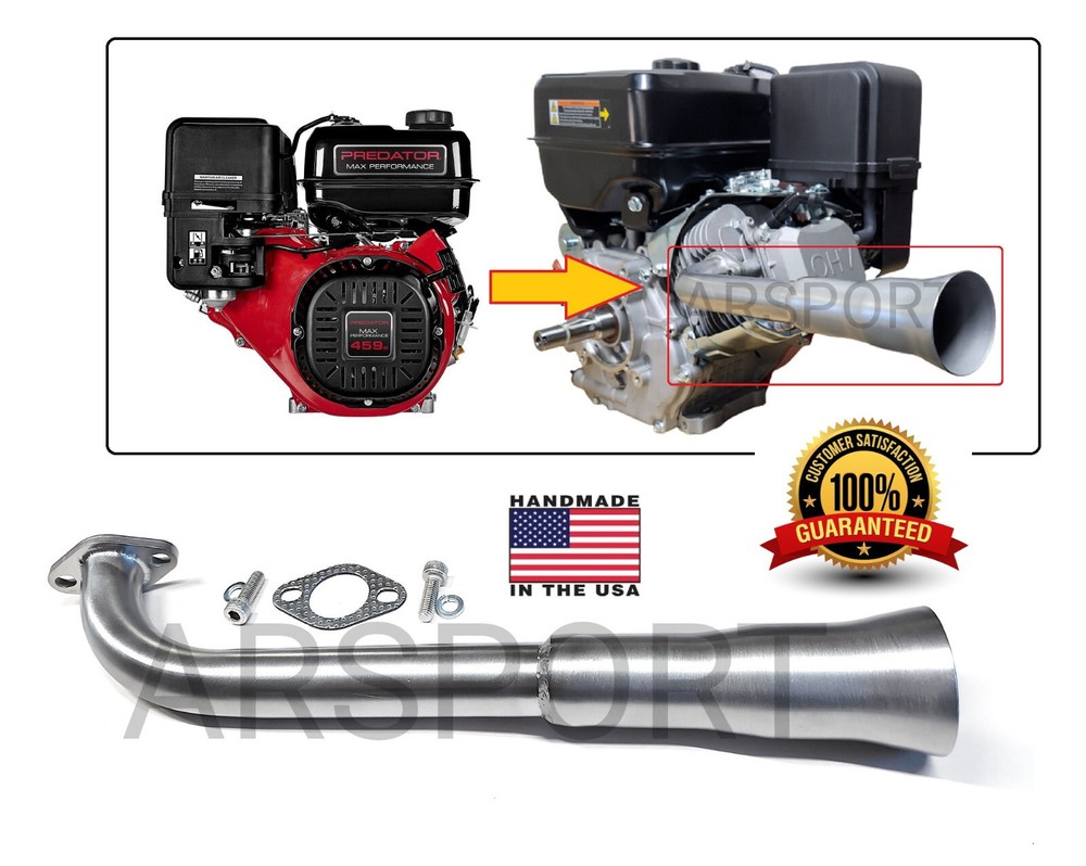 Exhaust Header pipe for: Predator Max 459cc, Duromax XP16HPE & XP18HPE 457cc
