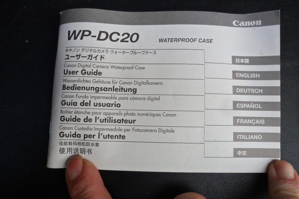 CANON WP-DC20 Waterproof Camera Case MANUAL / GUIDE BOOKLET