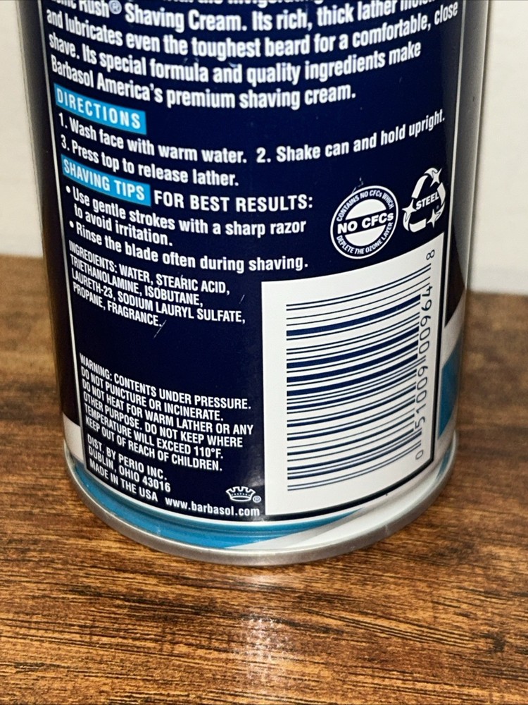 Barbasol Pacific Rush Thick & Rich Shaving Cream - 10 oz - Rust-Proof Bottom