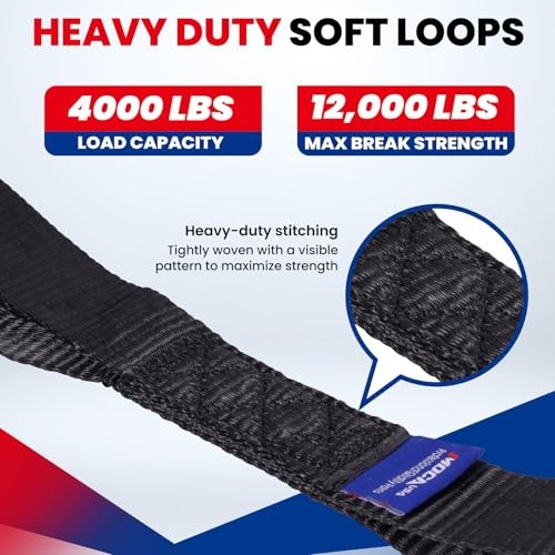 MOCA 6-Pack Soft Loop Tie Down Straps 12000 Lbs Breaking Strength 6-PACK Black