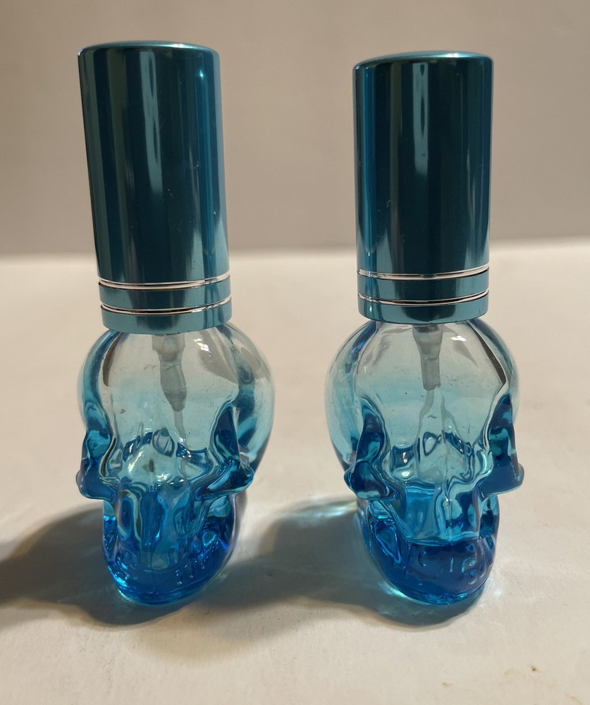Glass Skull Perfume Bottles 2 Piece Set