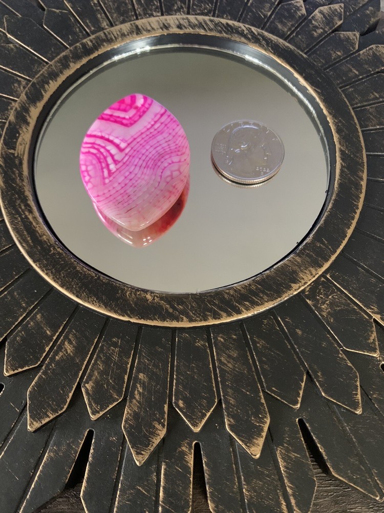Agate Cabachon Pink Dyed drilled hole