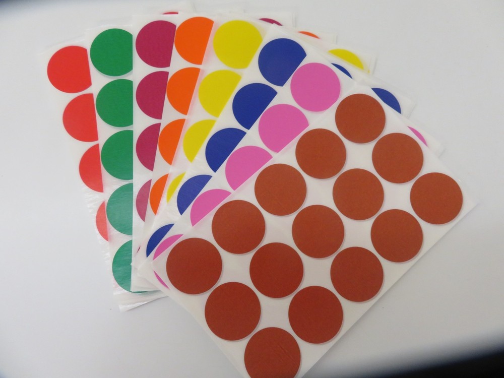 Multicolor Color Coding Dot Sticker Sizes 8MM-50MM (1/4" - 2 ") 32 Sheets