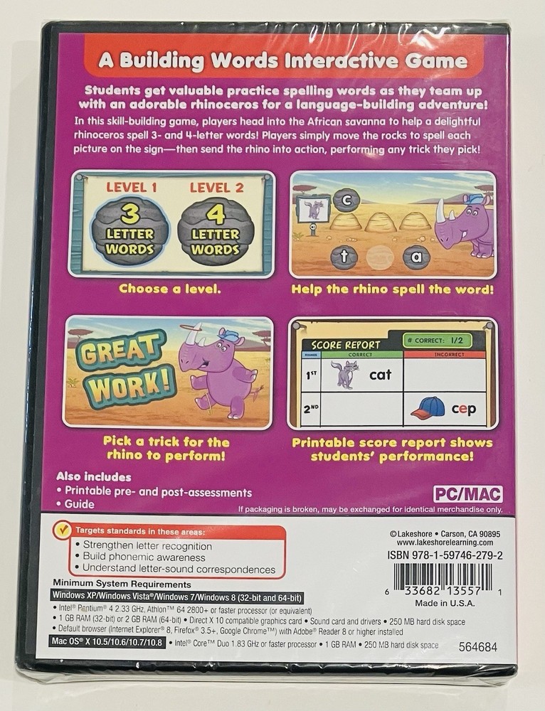 Lakeshore Interactive Interactive Games PC CDROM. Lot Of 2 Pre K-K Language Math