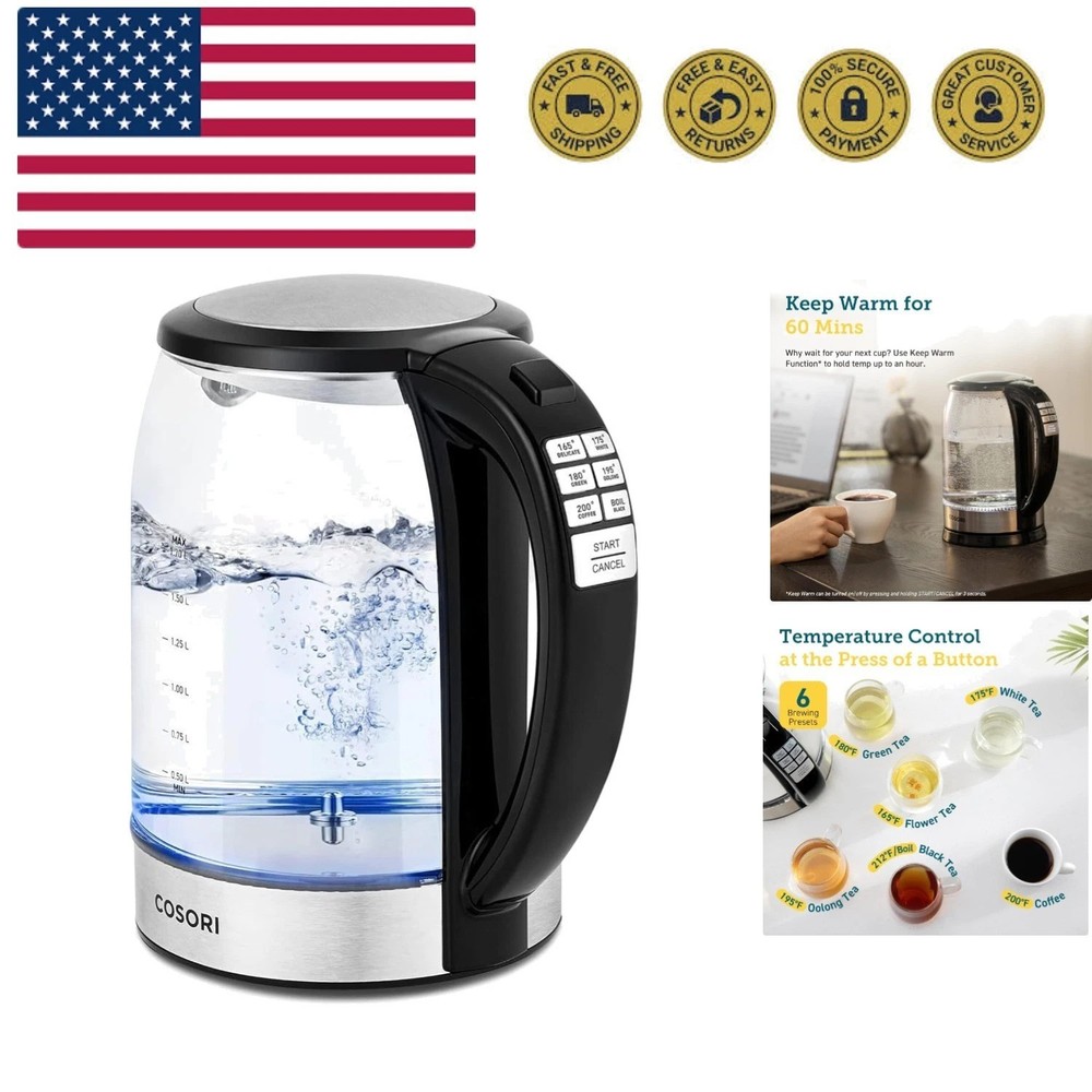 Electric Kettle Temperature Control with 6 Presets, 60min Keep Warm 1.7L Elec...