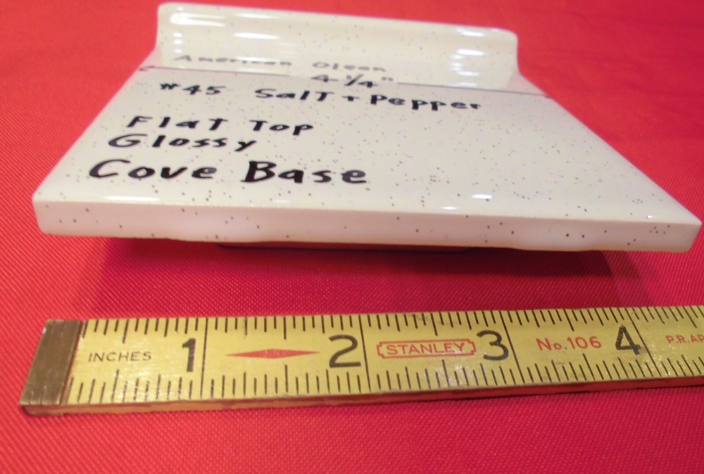1 pc. Salt & Pepper: stack-on-top Cove/Base Ceramic Tile; 4-1/4" American Olean