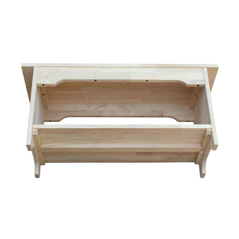 International Concepts Unfinished Bench Solid Wood Open Bottom Shelf Backless