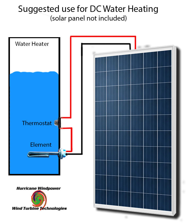 DC Water Heater Element 12 Volt 250 Watt with Thermostat 140 Degrees F