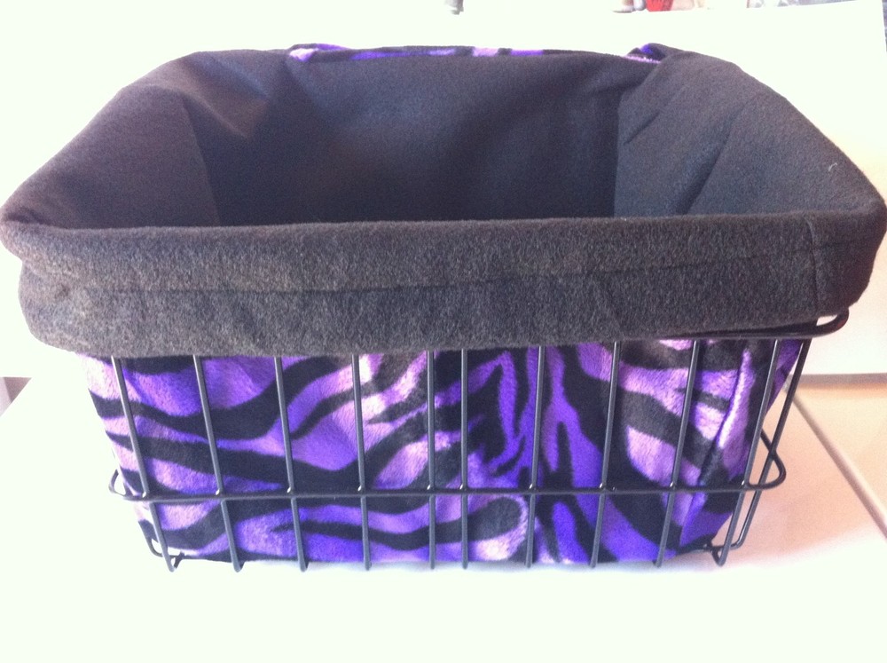 BICYCLE BASKET LINER PURPLE ZEBRA NEW DRAWSTRING!