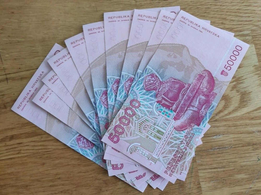 10xCROATIA 50000 DINARS (P26) 1993 UNC