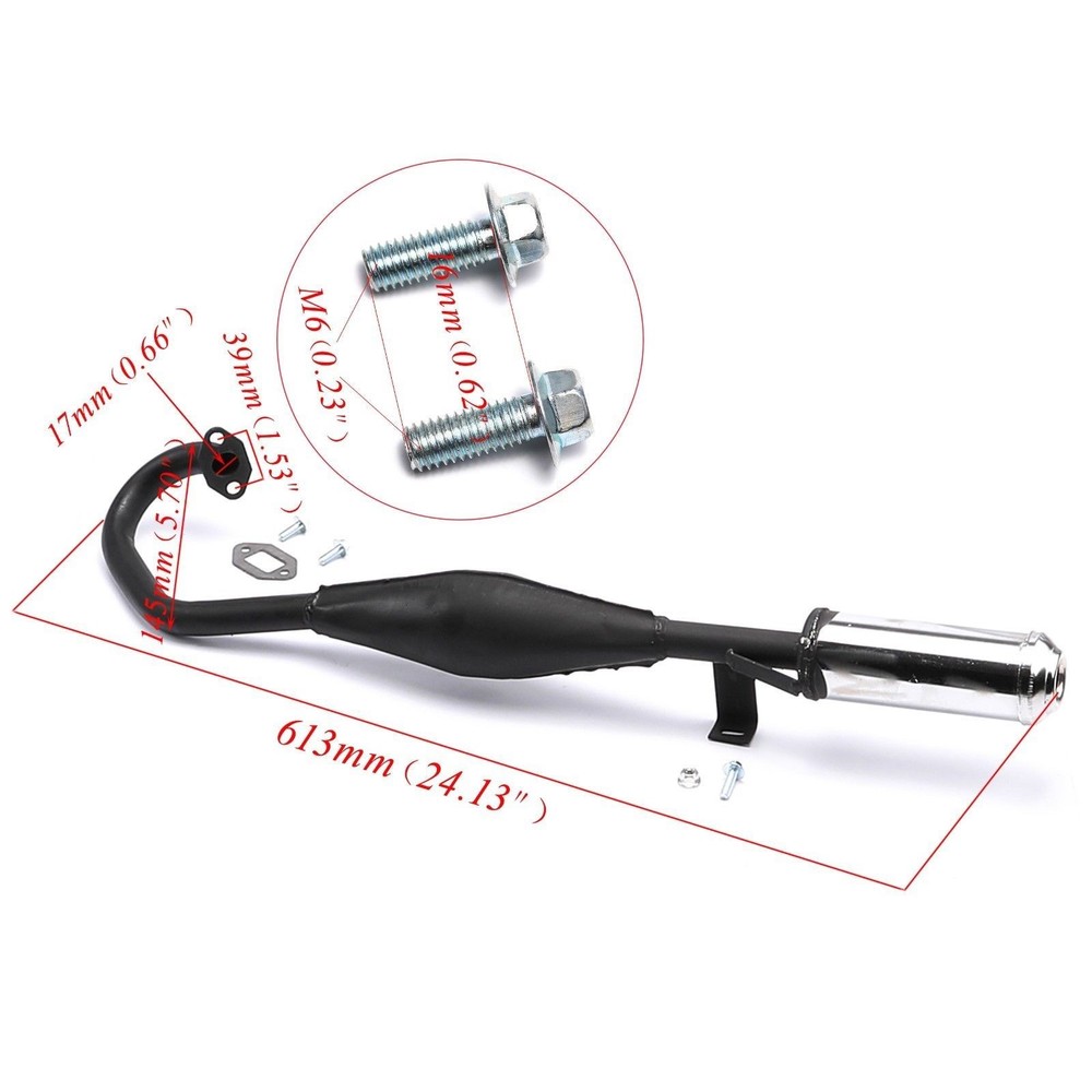 49cc 2 Stroke Pull Start Engine Motor + Exhaust Pipe For Quad Scooter ATV Buggy