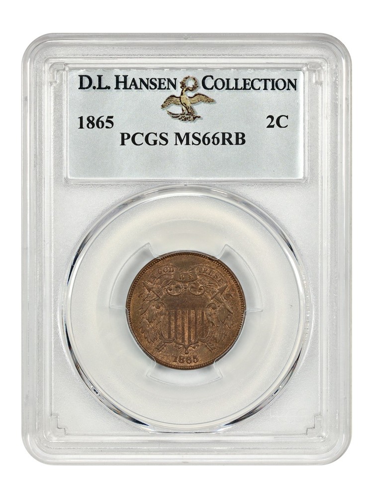 1865 2c PCGS MS66RB ex: D.L. Hansen