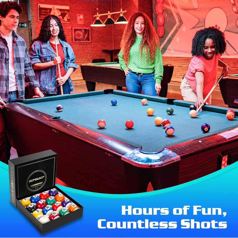 Pool Balls Billiard Set – 16 Regulation Billiard Balls for Pool Table, Pool Tabl