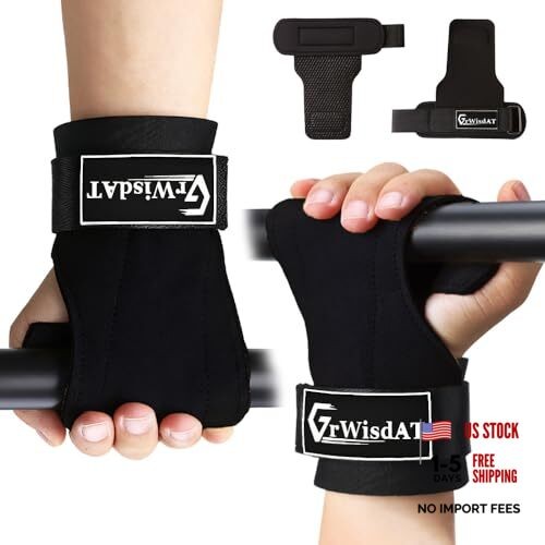Weight Lifting Wrist Strap, Double Layer Leather Lifting Grips Adjustable