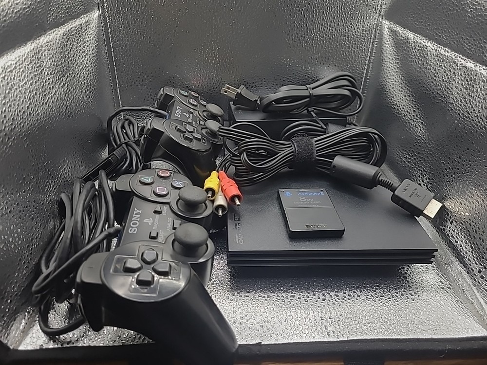 Sony PlayStation 2 PS2 Slim Console SCPH-79001 Black Tested Working + Controller