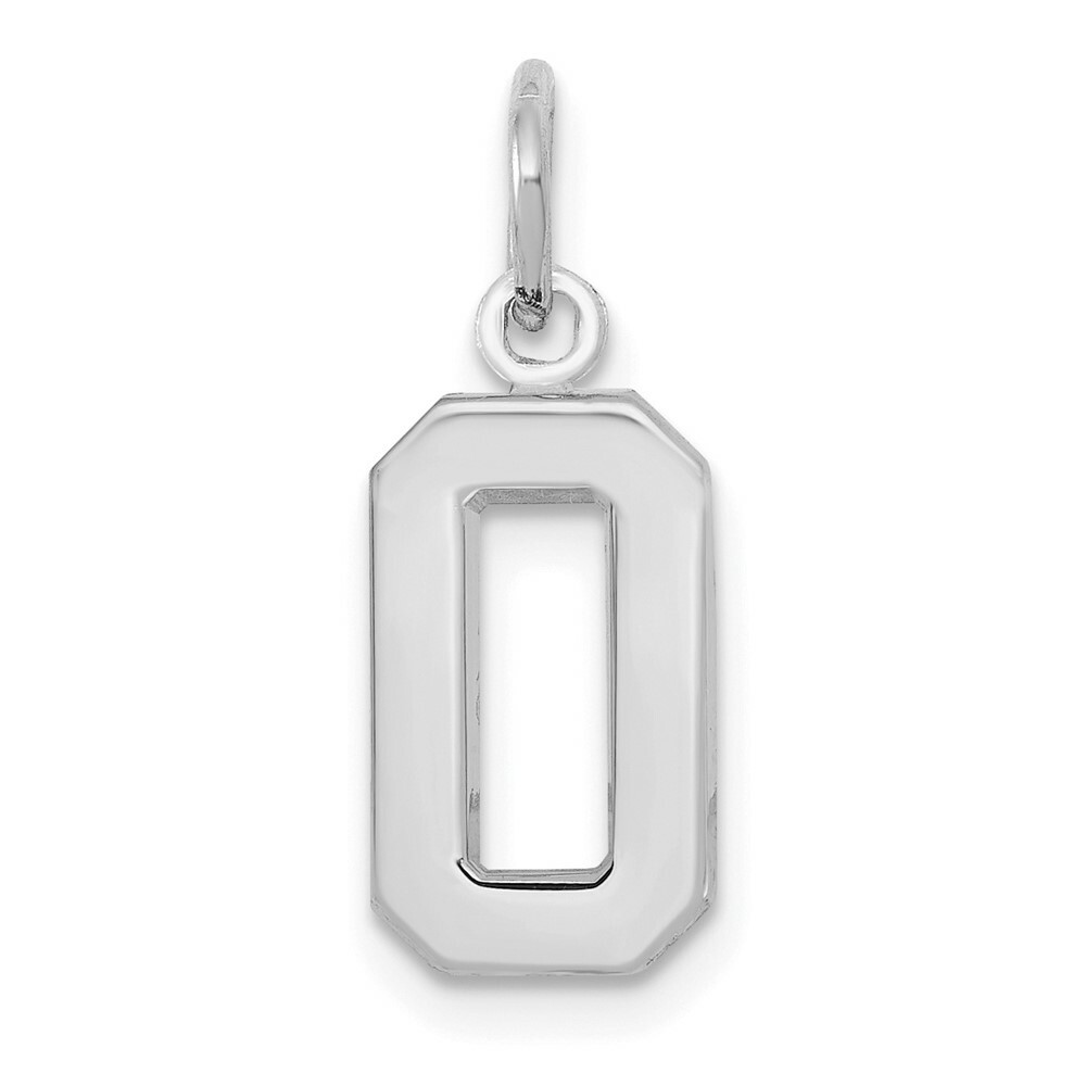 14K White Gold Small Polished Number 0 Charm
