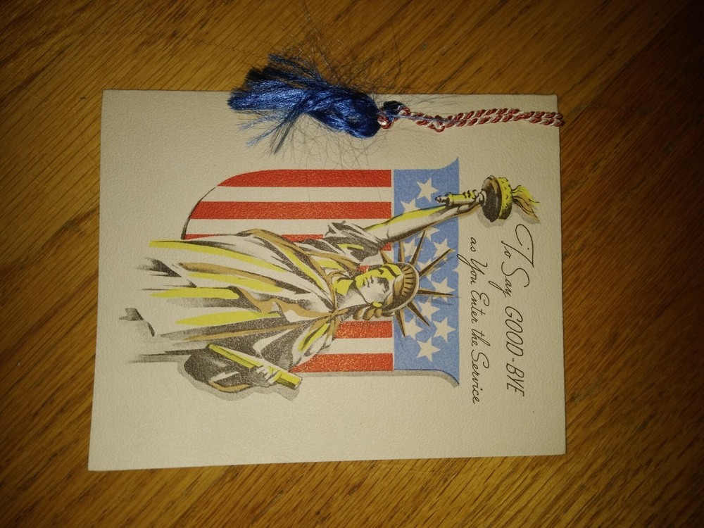 WWII ENTERING THE SERVICE CARD SOME WRITING