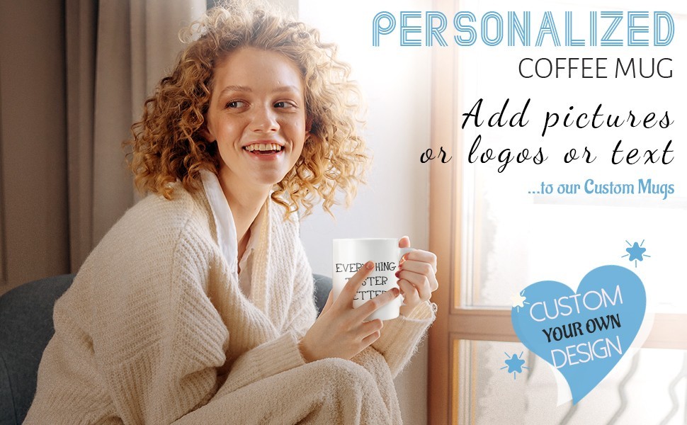Personalized Custom Text or Photo Ceramic Coffee Mug Both side Printed 11oz