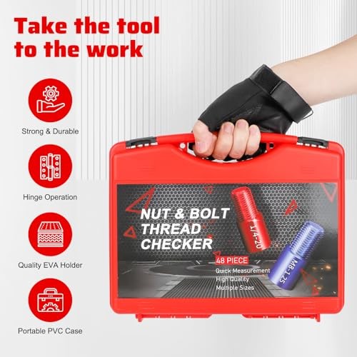 48PCS Thread Checker, Nut and Bolt Thread Checker, 48pcs Red & Blue