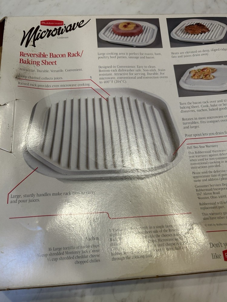 Vintage Rubbermaid Microwave Reversible Bacon Rack/Baking Sheet