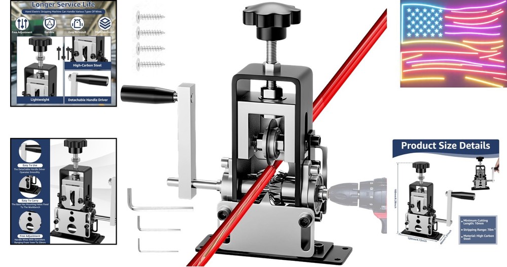 Wire Stripper Machine, 0.06''-0.98'' Manual or Drill Powered Wire Stripping M...