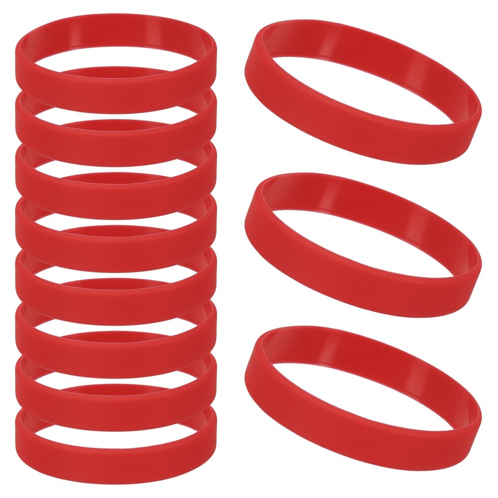 Silicone Wrist Bands, Color Pattern Rubber Bracelets 6 Pcs&8"& Ruby Red