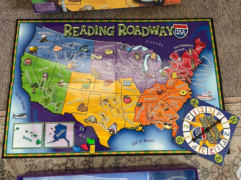 Learning Resources Reading Roadway Comprehension Board Game US Map Home School