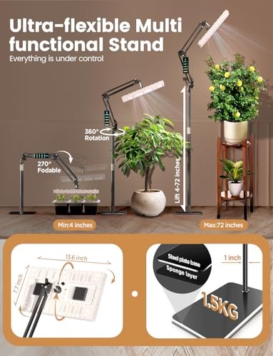 Plant Grow Light, [Smart APP & Expansive 2x2 Ft Coverage] 60W(With Stand)