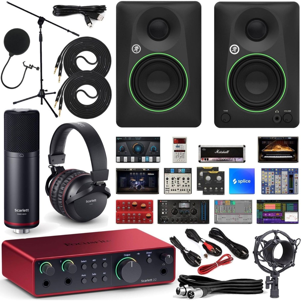 Focusrite Scarlett 2i2 Studio 3rd Gen USB Audio Interface Bundle with Mic & More