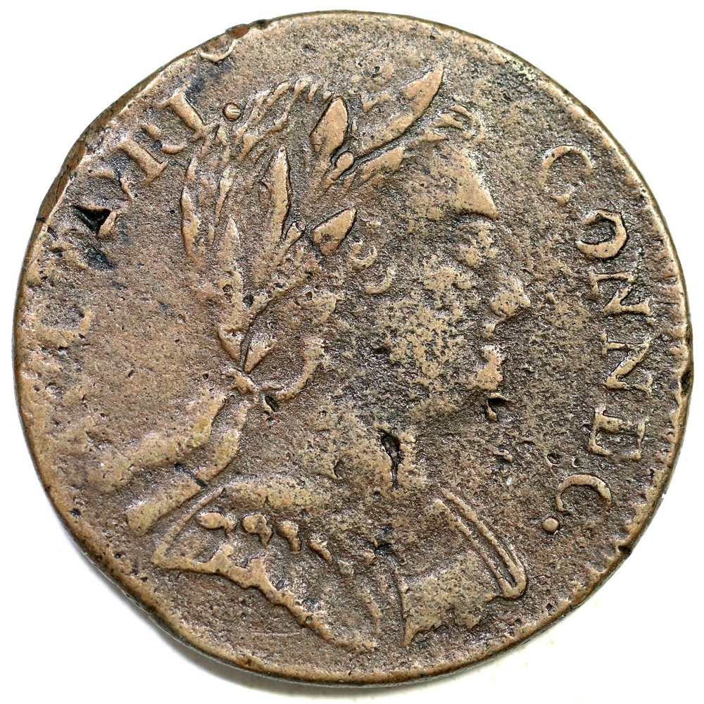 1785 M 1-E R-4 Connecticut Colonial Copper Coin