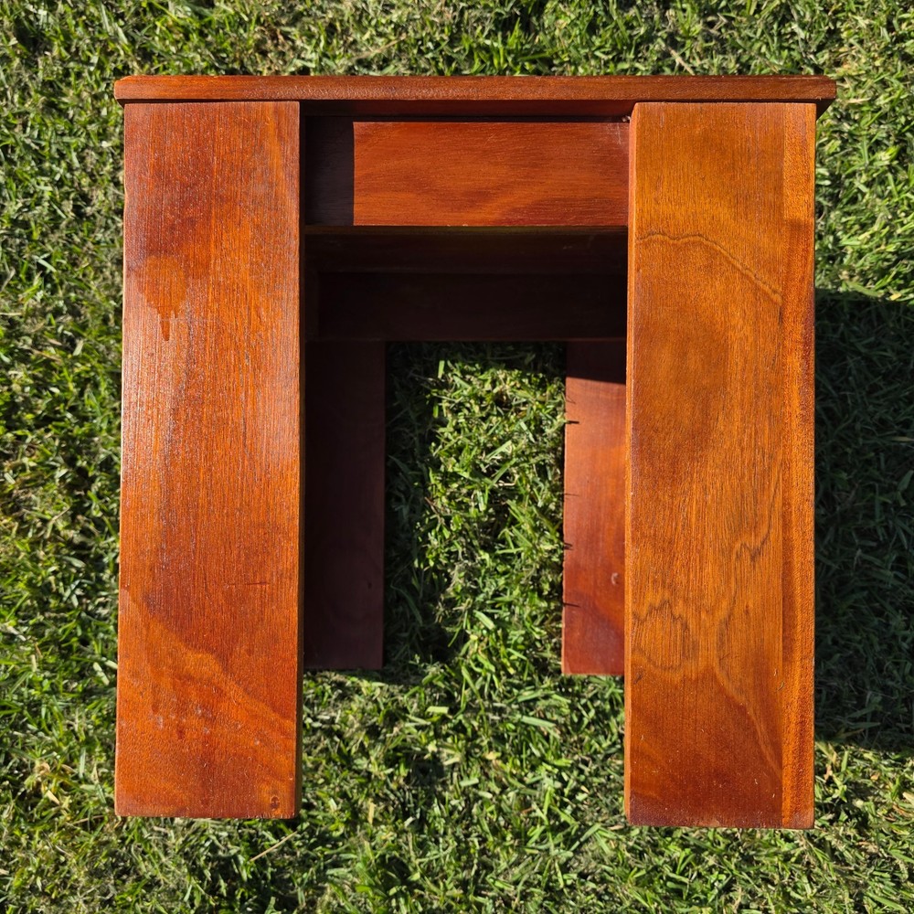 Vintage Solid Mahogany Cube Side Table/Stool -Minimalist Modern Design 16" x 16"