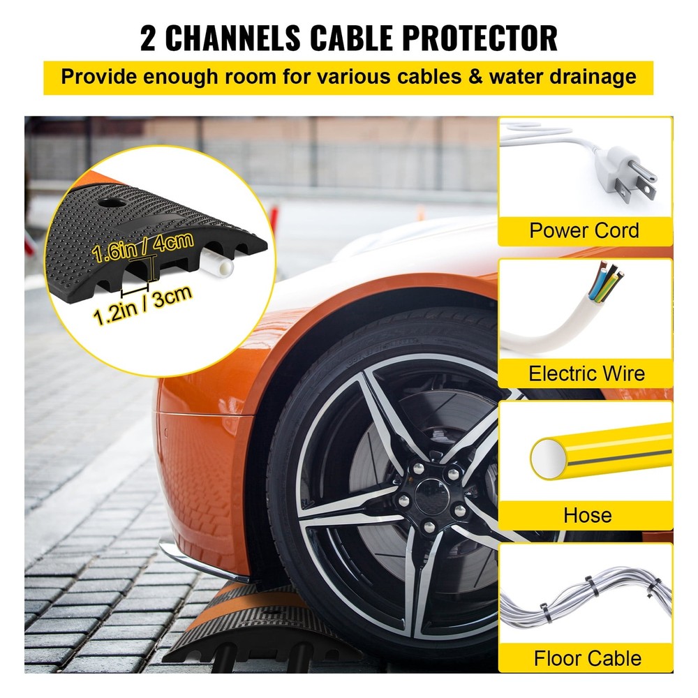 Rubberized Speed Reducer Single Pack Dual Channel Speed Hump 72.8" Length