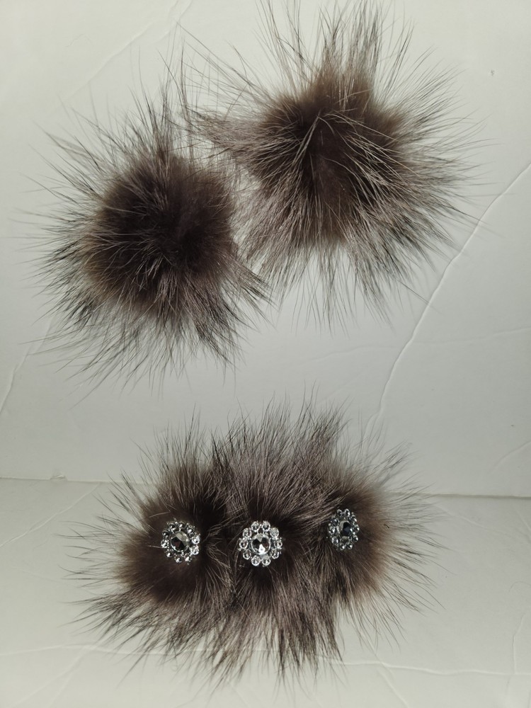 Fur Barette & Earrings Set