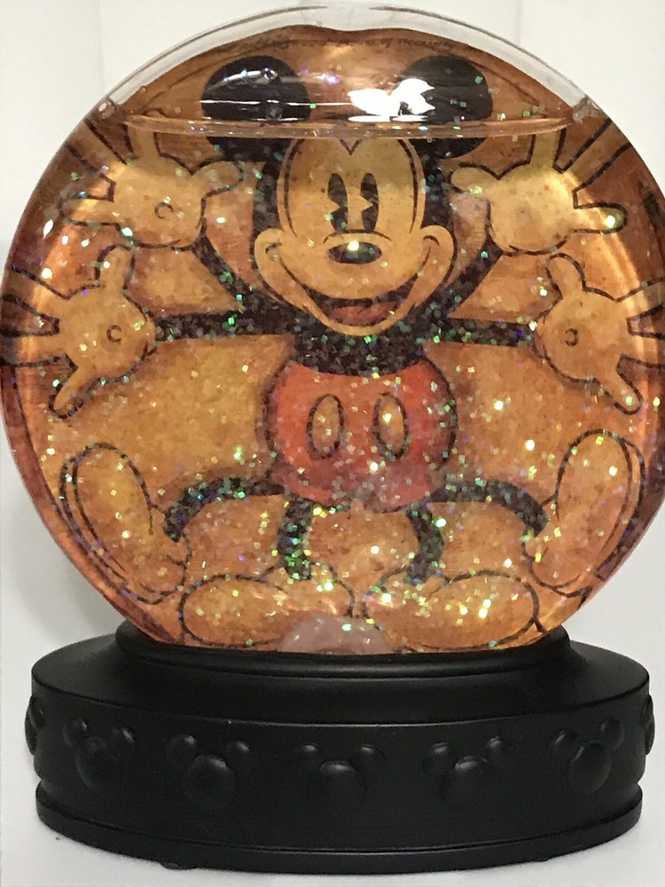 Disney Parks Mickey Mouse Flat Glitter Snow Globe
