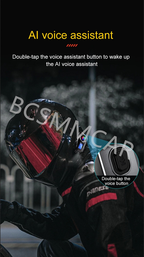 Motorcycle Bluetooth Intercom Helmet Headset Rider FM LCD Flashlight Waterproof