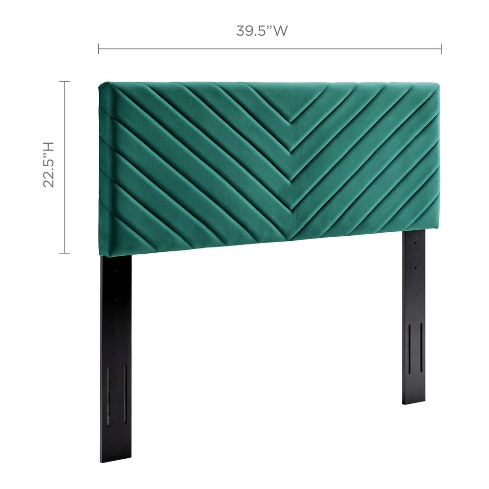 Modway Alyson Angular Channel Tufted Performance Velvet Twin Headboard in Teal