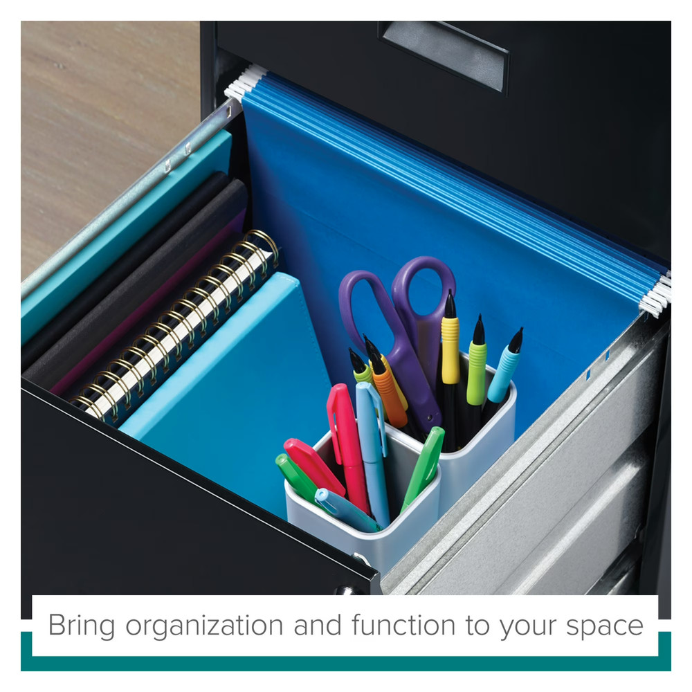 18" Deep 2 Drawer Letter Width Vertical File Cabinet, Secure Locking, Black