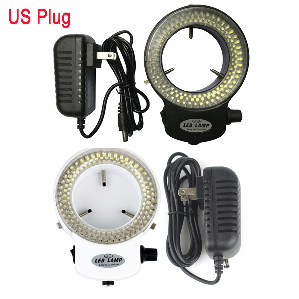144 LED Bulbs Microscope Ring Light Illuminator Lamp US Plug Brightness Control