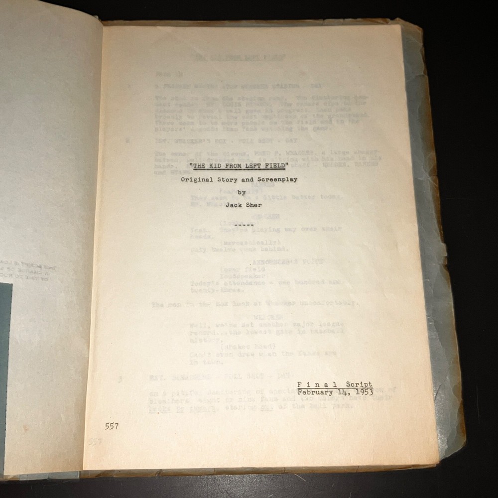 KID FROM LEFT FIELD (2/14/53) Scarce Complete at 41p Final In-Process Script+COA