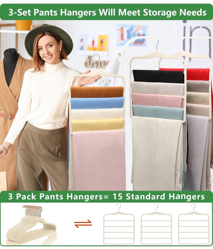 Pants Hangers Space Saving,Organization and Storage for Dorm Room Essentials ...