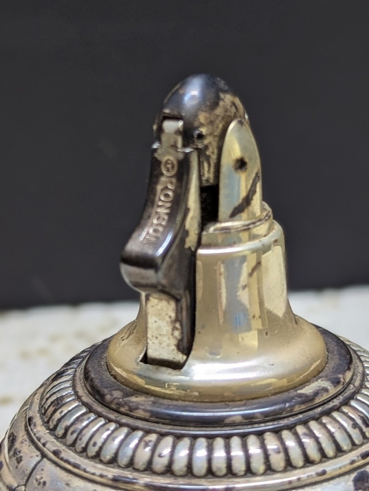 Vintage Ronson Gloria Table Cigar Cigarette Lighter Silver Plated