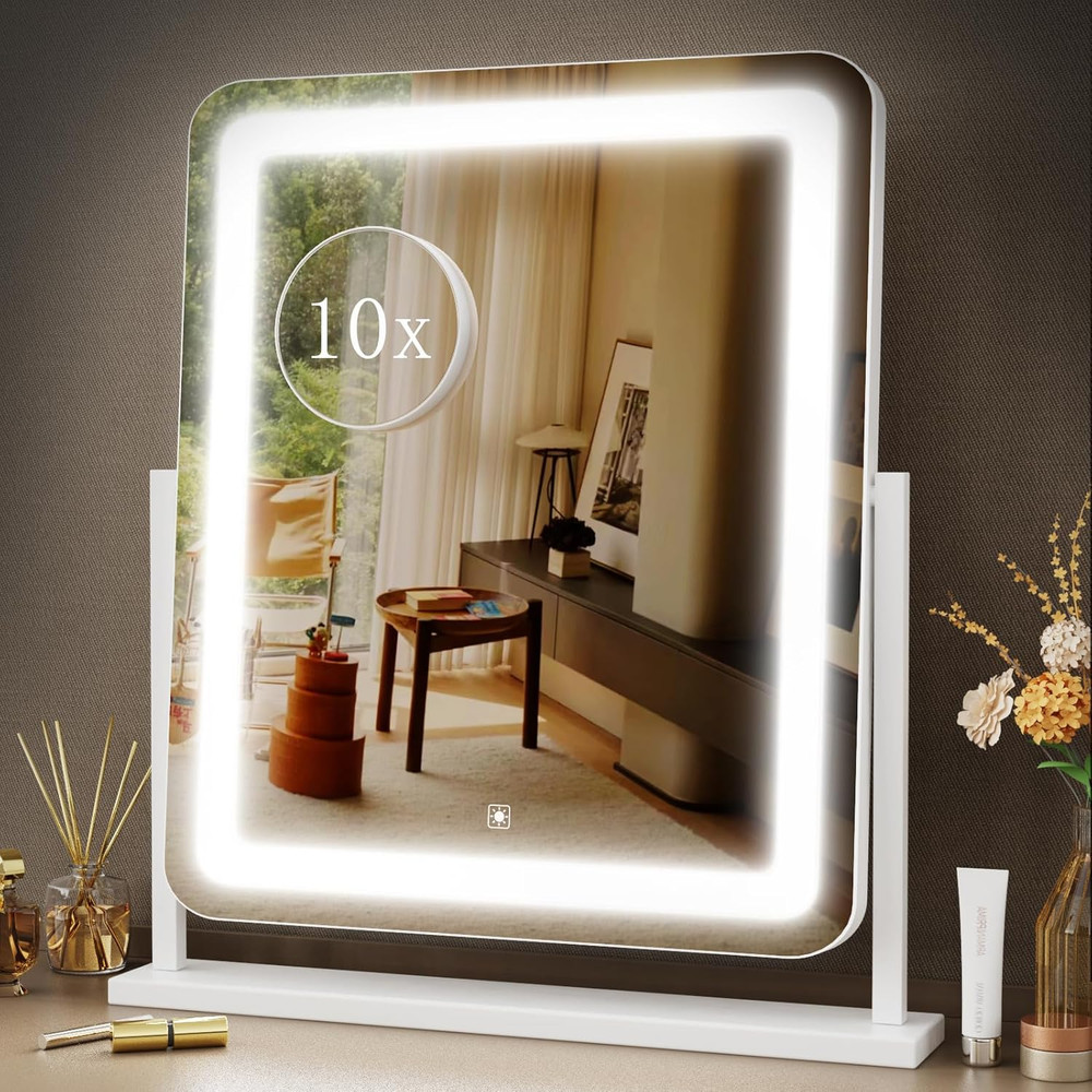 LED Vanity Mirror with 10X Magnification, Touch Control & 3 Lighting Modes