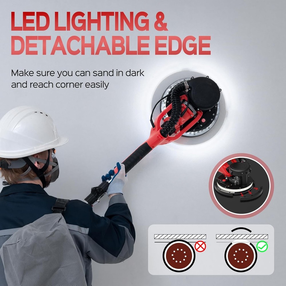 Drywall Sander, 2025 Upgraded 8-Amp Popcorn Ceiling Removal Tool with 7 Variable