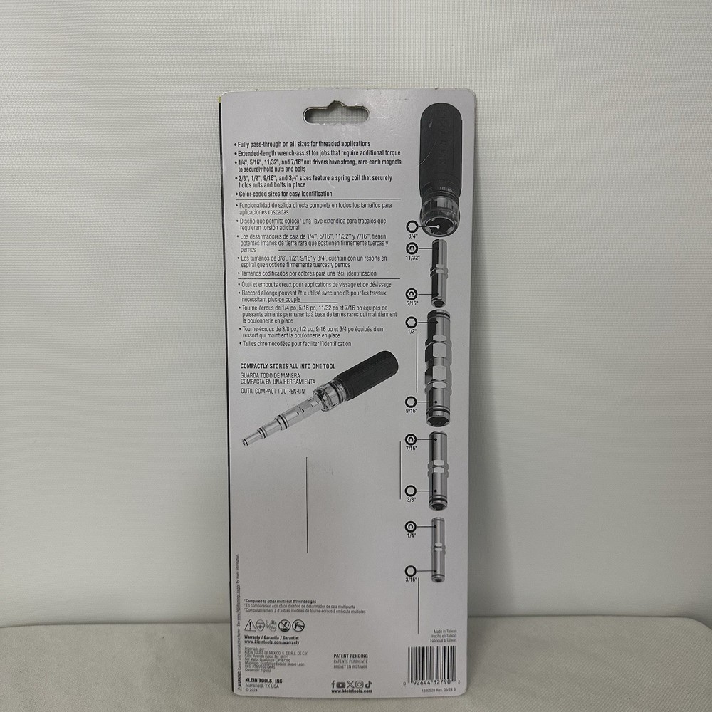 Klein Tools 9-in-1 Pass-Through Multi Nut Driver Magnetic SAE Hand Tool