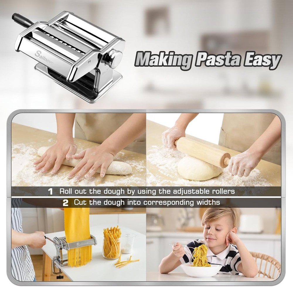 Pasta Maker Machine 180 Roller Pasta Maker 9 Adjustable Thickness Settings US