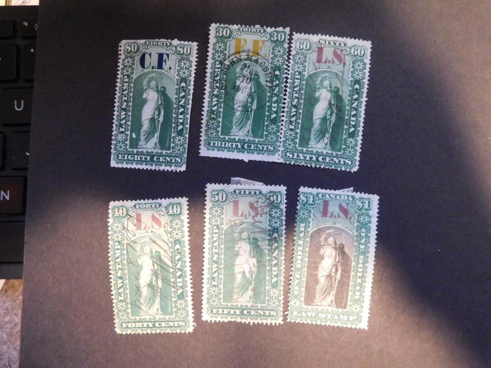 CANADA LAW STAMPS (6), USED